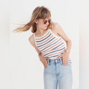 Madewell Apron Sweater Tank in Stripe Hthr Carbon Size XS 90’s Vibe Summer